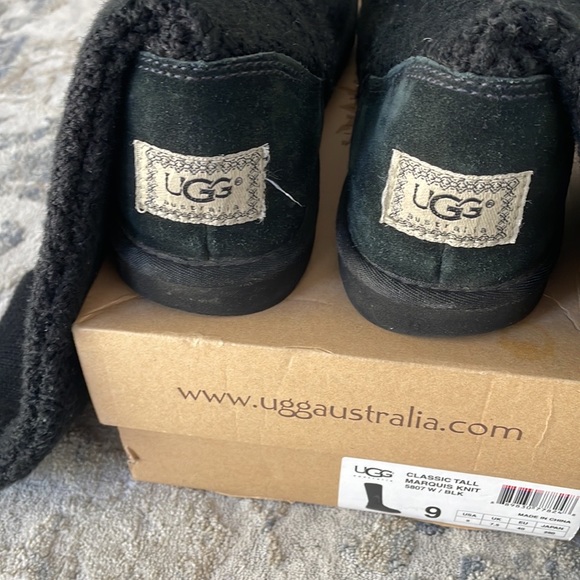 UGG Classic Tall Marquis Knit Black Womens Boots Size 9 - Picture 3 of 10